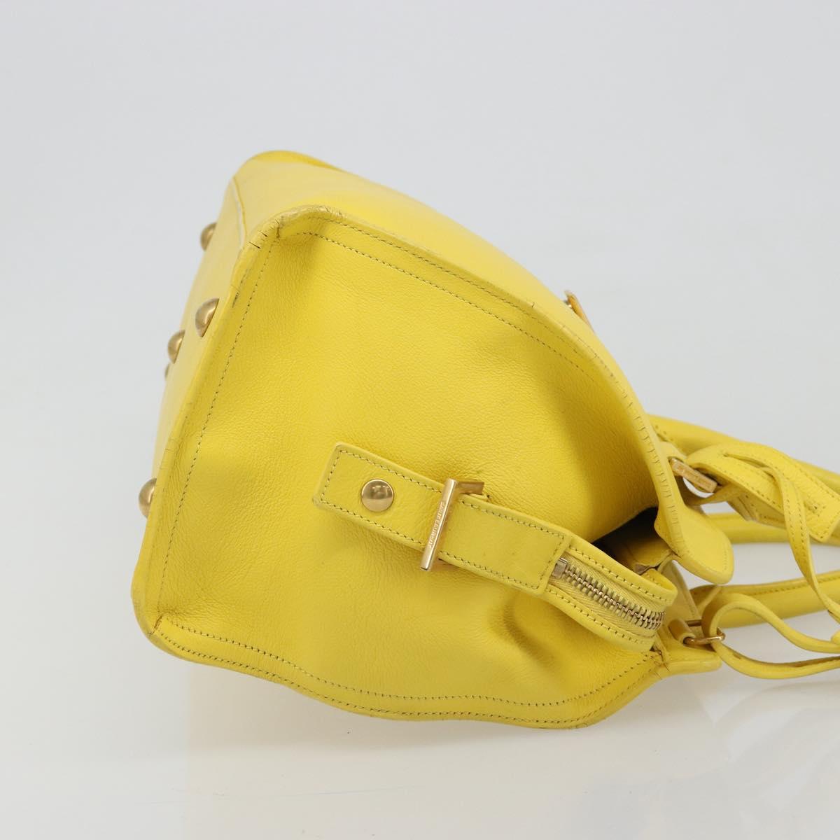 SAINT LAURENT Baby Cabas Hand Bag Leather 2way Yellow Gold Auth hk3783