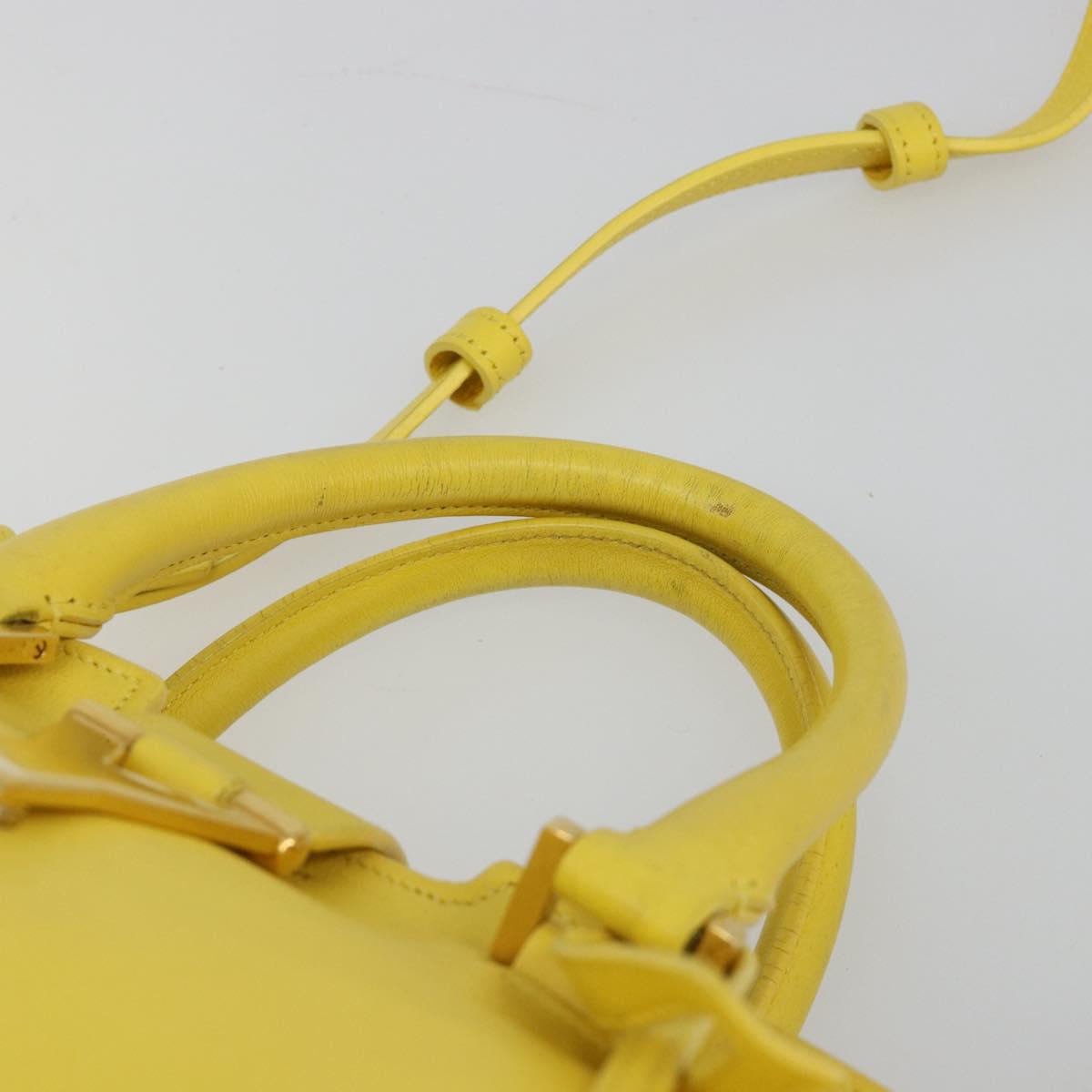SAINT LAURENT Baby Cabas Hand Bag Leather 2way Yellow Gold Auth hk3783