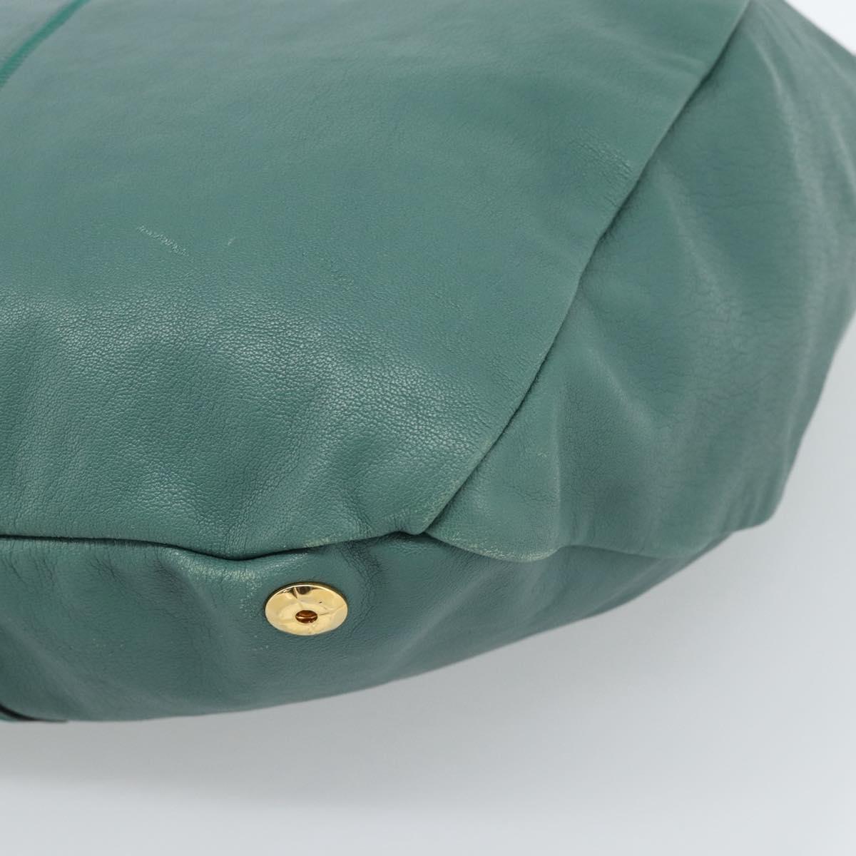Chloe Hand Bag Leather Green Gold Auth hk3784