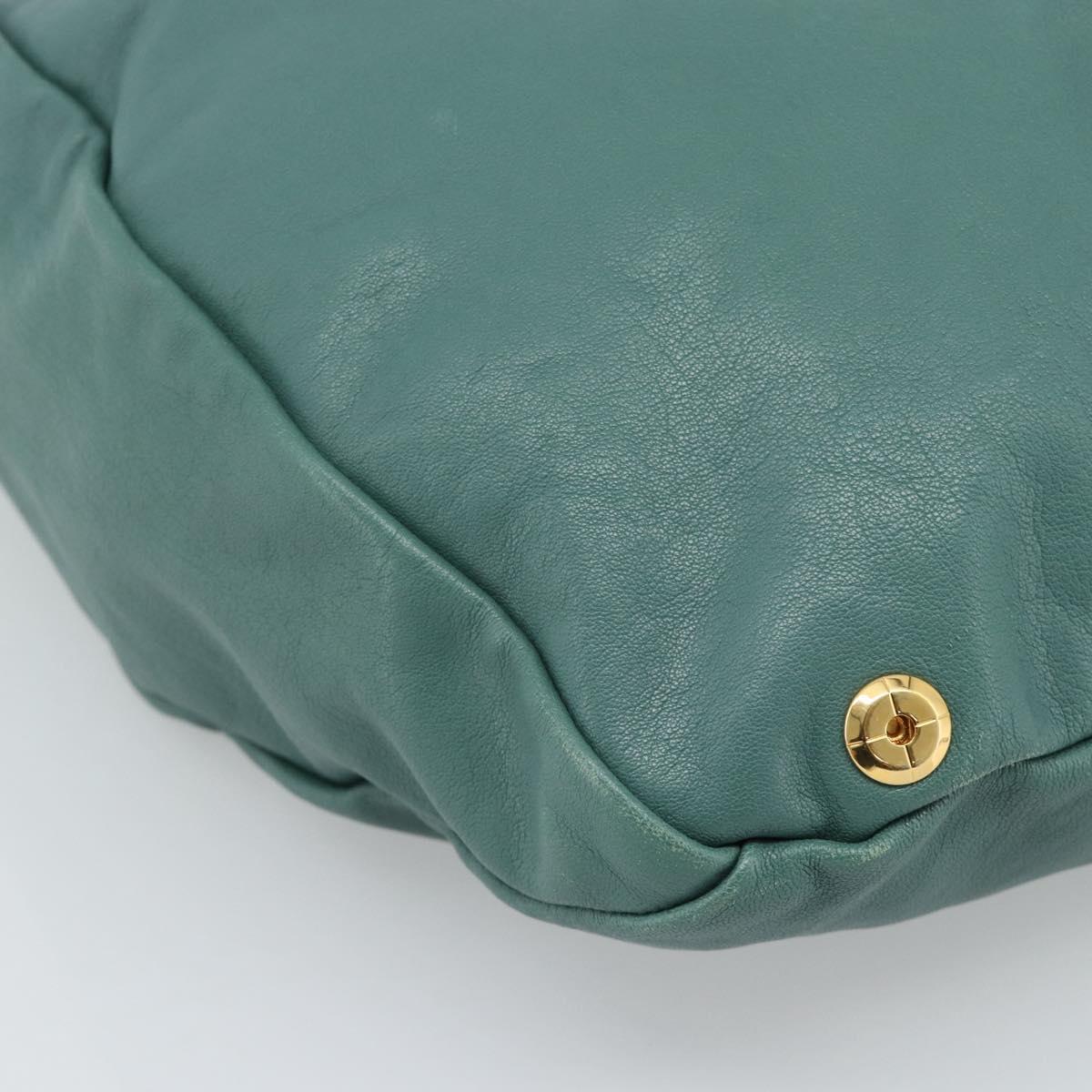 Chloe Hand Bag Leather Green Gold Auth hk3784