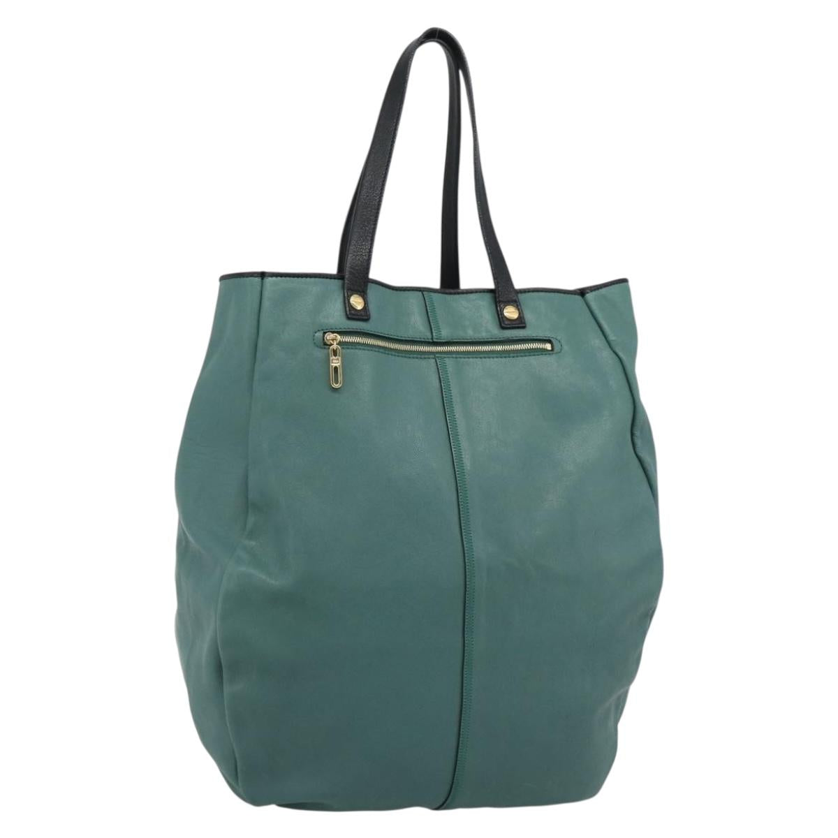 Chloe Hand Bag Leather Green Gold Auth hk3784