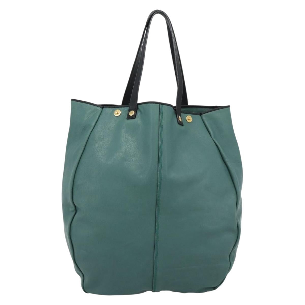 Chloe Hand Bag Leather Green Gold Auth hk3784