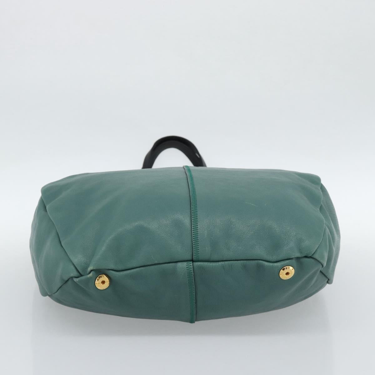 Chloe Hand Bag Leather Green Gold Auth hk3784