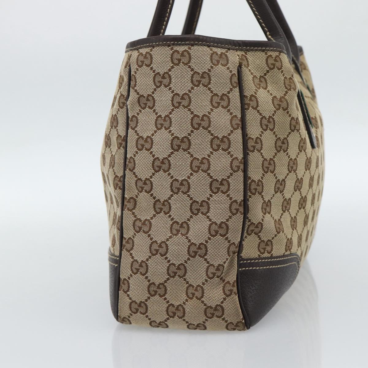 GUCCI GG Canvas Web Sherry Line Tote Bag Beige Gold 163805 Auth hk3785