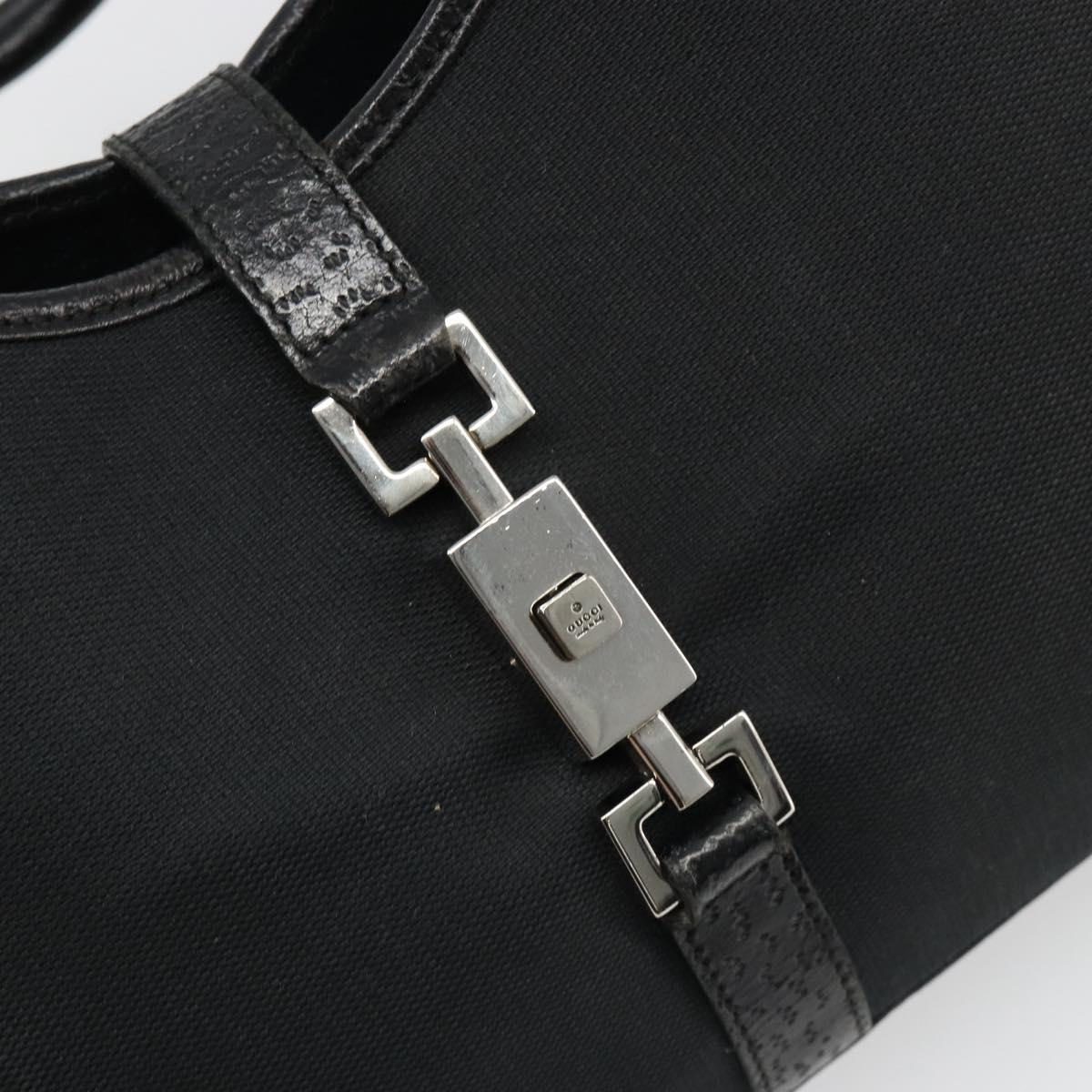 GUCCI Jackie Hand Bag Canvas Black Silver 002 1067 Auth hk3786