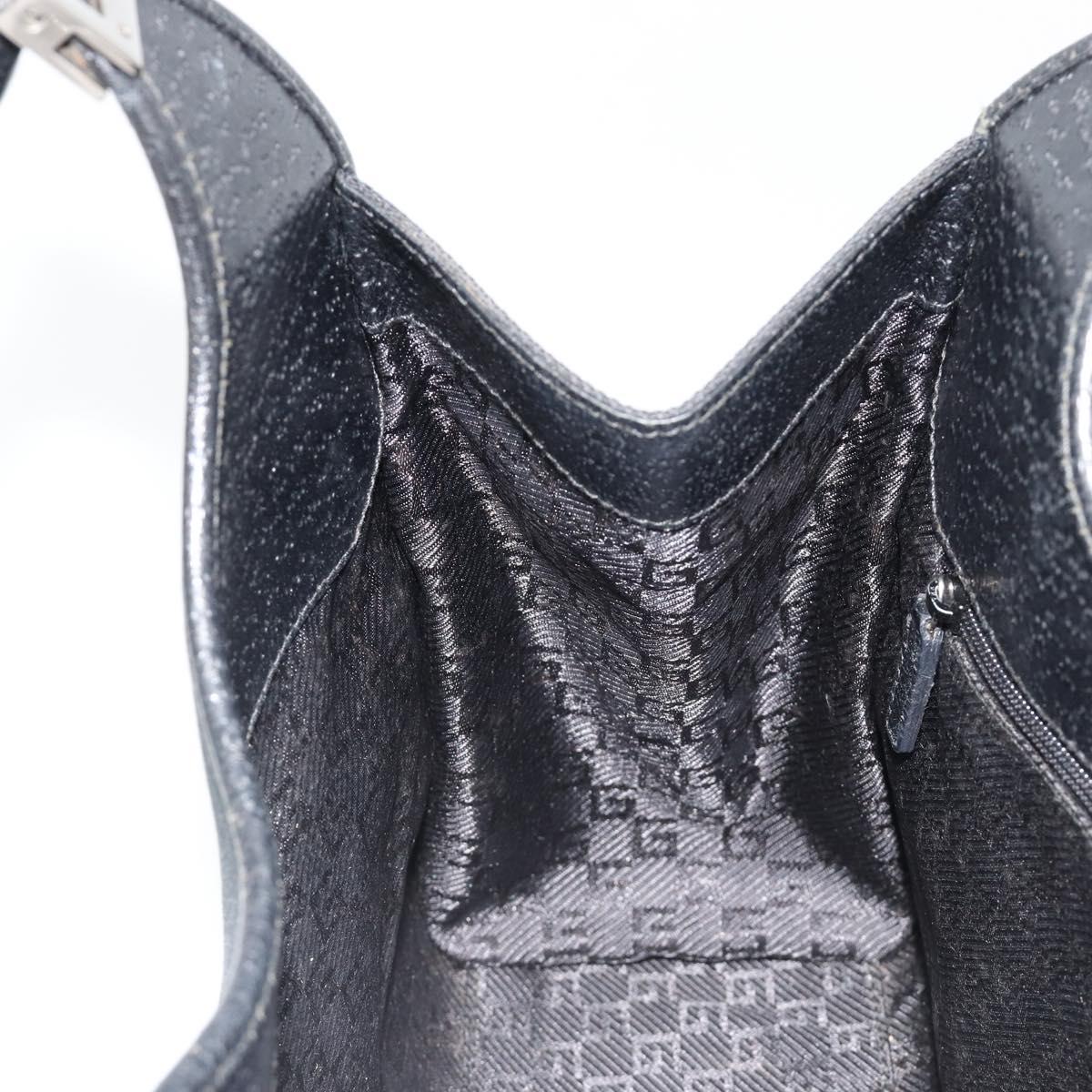 GUCCI Jackie Hand Bag Canvas Black Silver 002 1067 Auth hk3786
