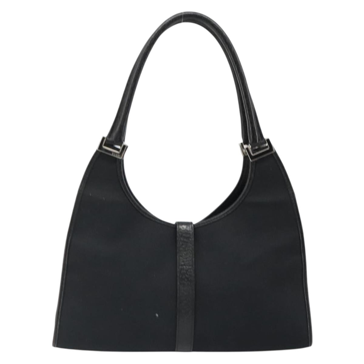 GUCCI Jackie Hand Bag Canvas Black Silver 002 1067 Auth hk3786