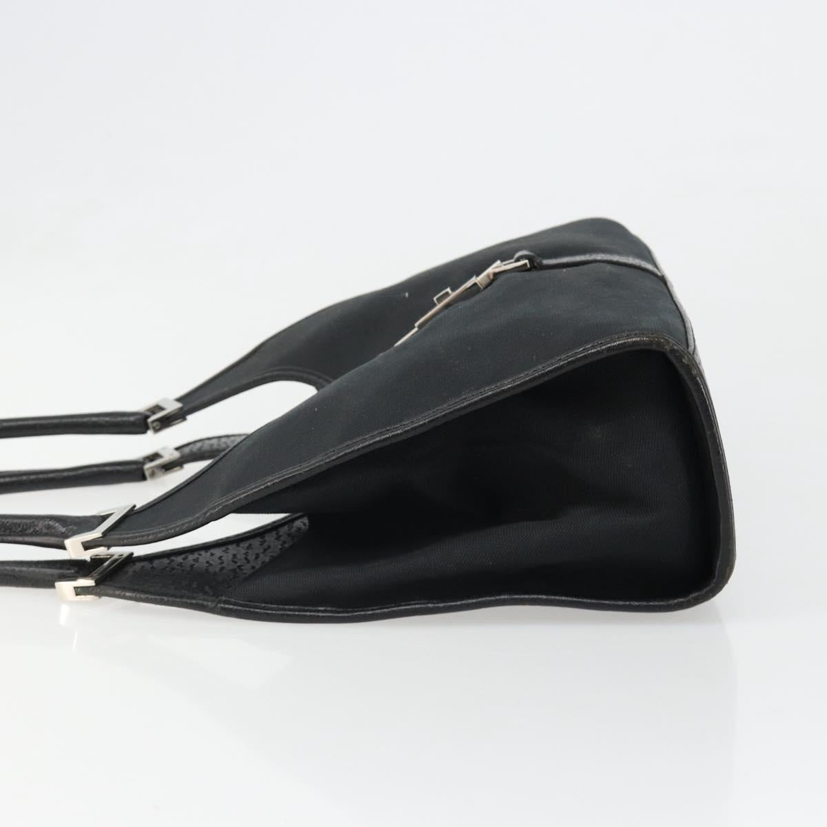 GUCCI Jackie Hand Bag Canvas Black Silver 002 1067 Auth hk3786