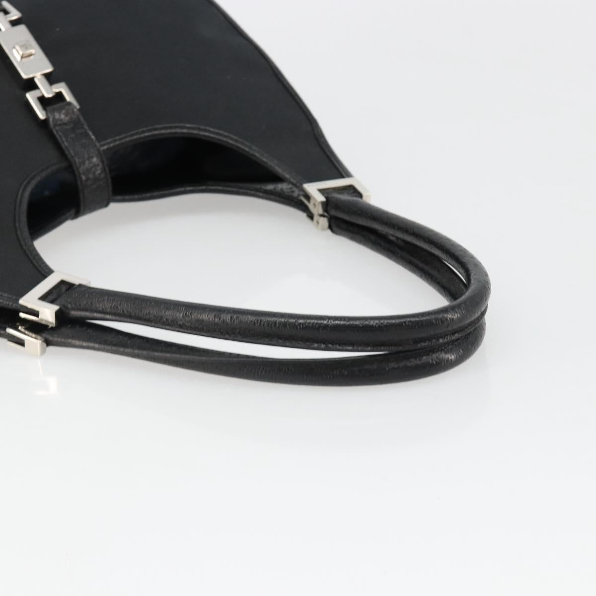 GUCCI Jackie Hand Bag Canvas Black Silver 002 1067 Auth hk3786
