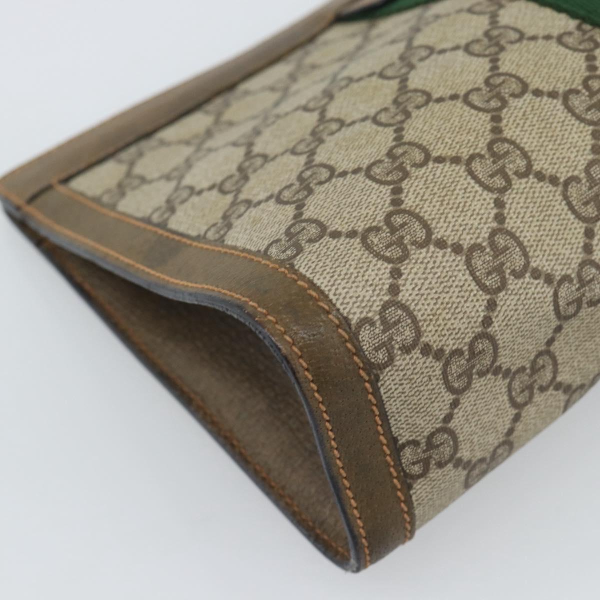 GUCCI GG Supreme Web Sherry Line Clutch Bag PVC Beige 89 01 002 Auth hk3787