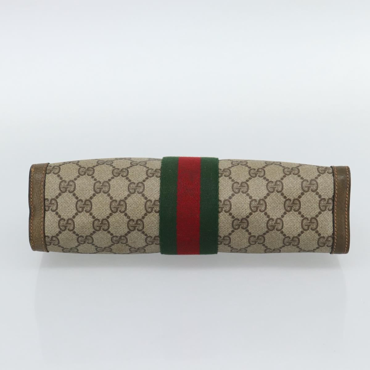 GUCCI GG Supreme Web Sherry Line Clutch Bag PVC Beige 89 01 002 Auth hk3787
