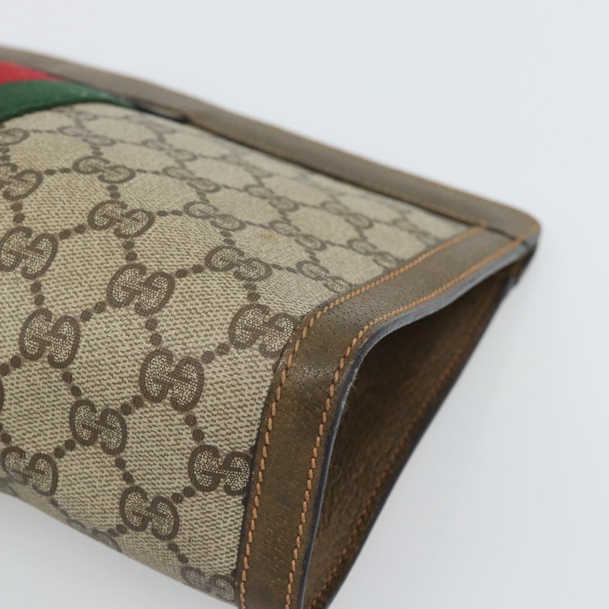 GUCCI GG Supreme Web Sherry Line Clutch Bag PVC Beige 89 01 002 Auth hk3787