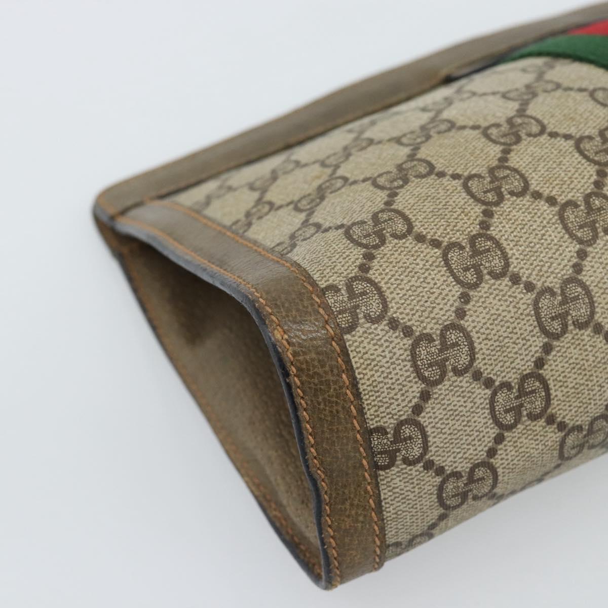 GUCCI GG Supreme Web Sherry Line Clutch Bag PVC Beige 89 01 002 Auth hk3787