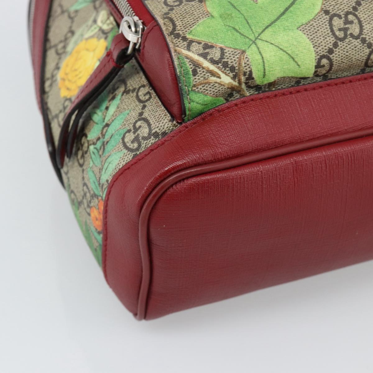 GUCCI GG Supreme Web Sherry Line Tian Backpack PVC Beige 427042 Auth hk3788