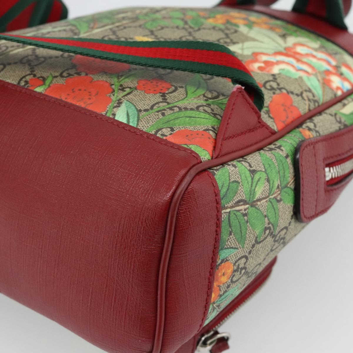 GUCCI GG Supreme Web Sherry Line Tian Backpack PVC Beige 427042 Auth hk3788