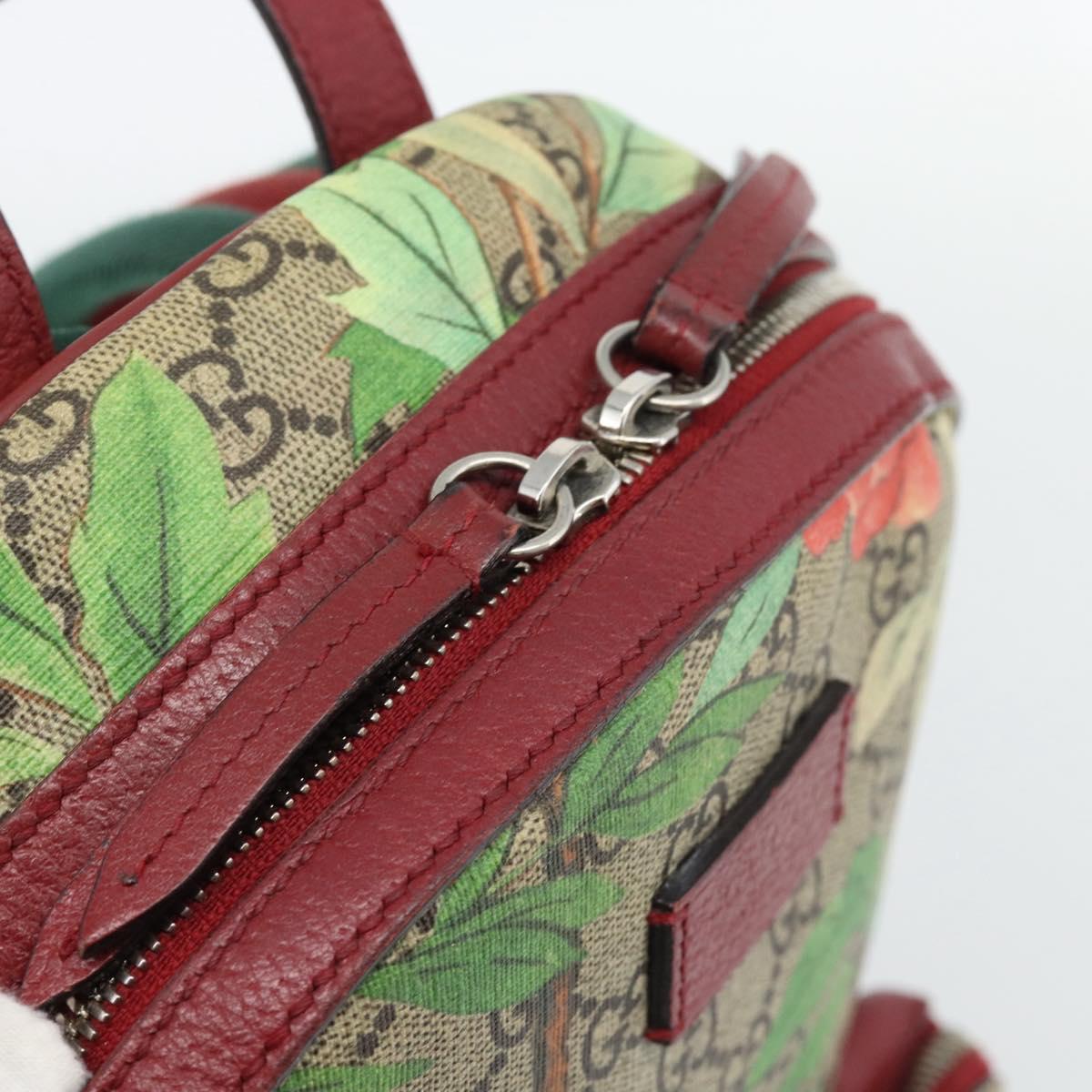 GUCCI GG Supreme Web Sherry Line Tian Backpack PVC Beige 427042 Auth hk3788