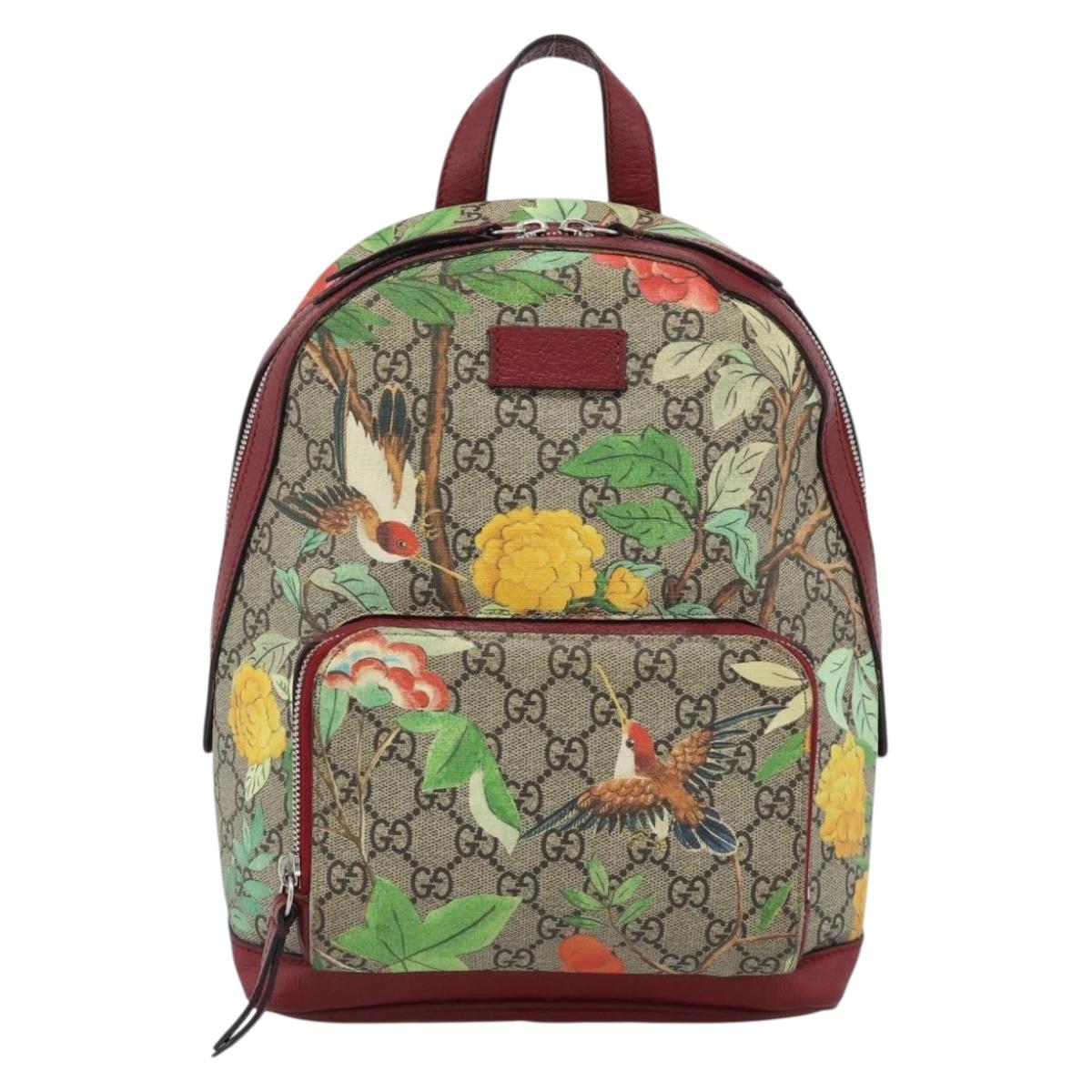 GUCCI GG Supreme Web Sherry Line Tian Backpack PVC Beige 427042 Auth hk3788