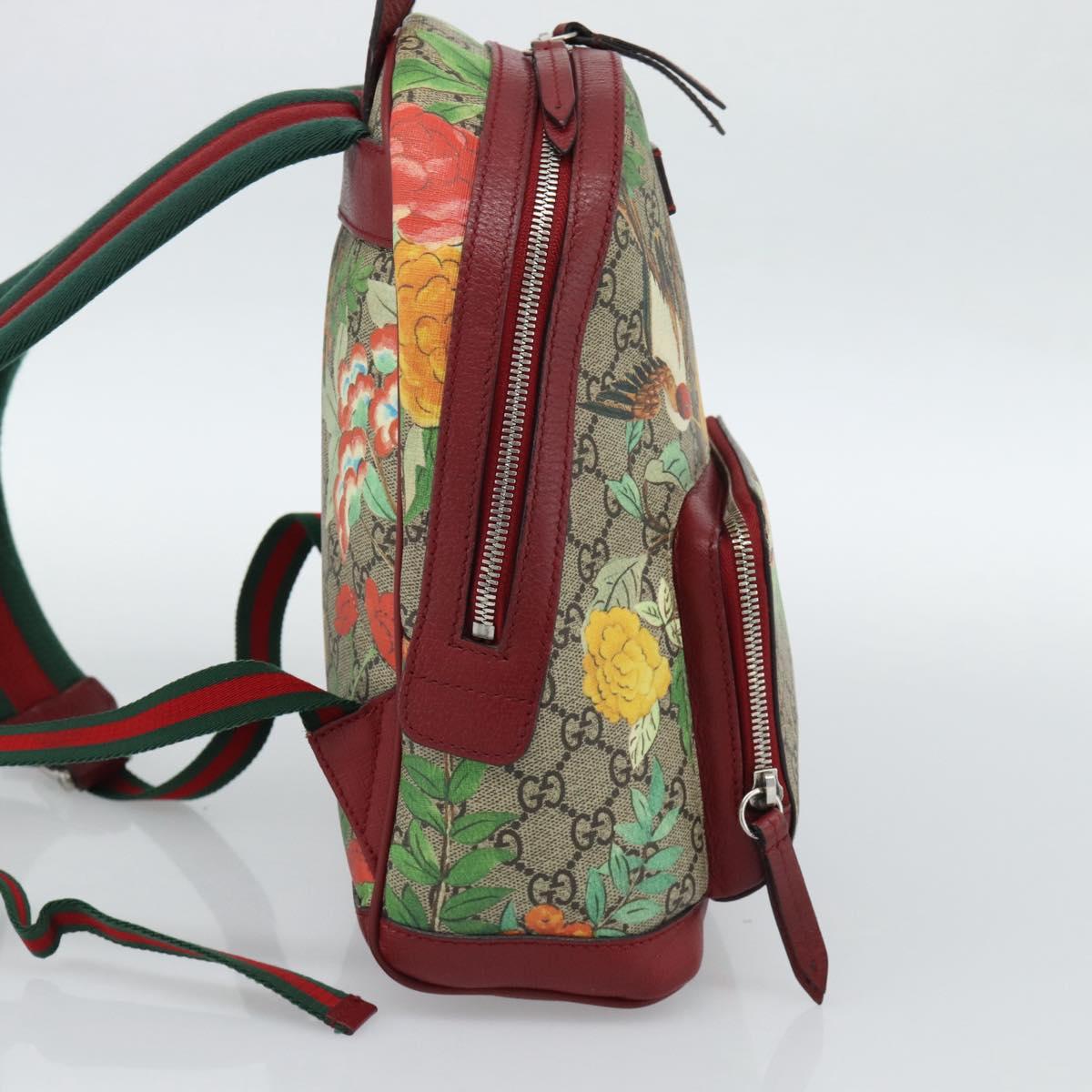 GUCCI GG Supreme Web Sherry Line Tian Backpack PVC Beige 427042 Auth hk3788