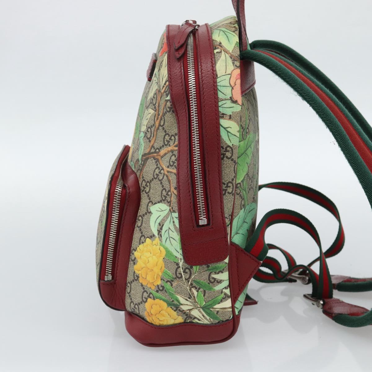 GUCCI GG Supreme Web Sherry Line Tian Backpack PVC Beige 427042 Auth hk3788