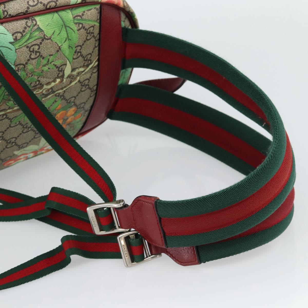 GUCCI GG Supreme Web Sherry Line Tian Backpack PVC Beige 427042 Auth hk3788