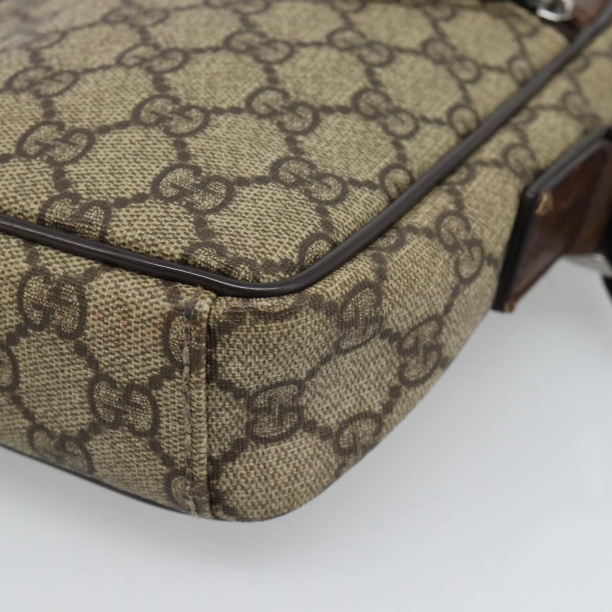GUCCI GG Supreme Shoulder Bag PVC Beige Silver 101680 Auth hk3789