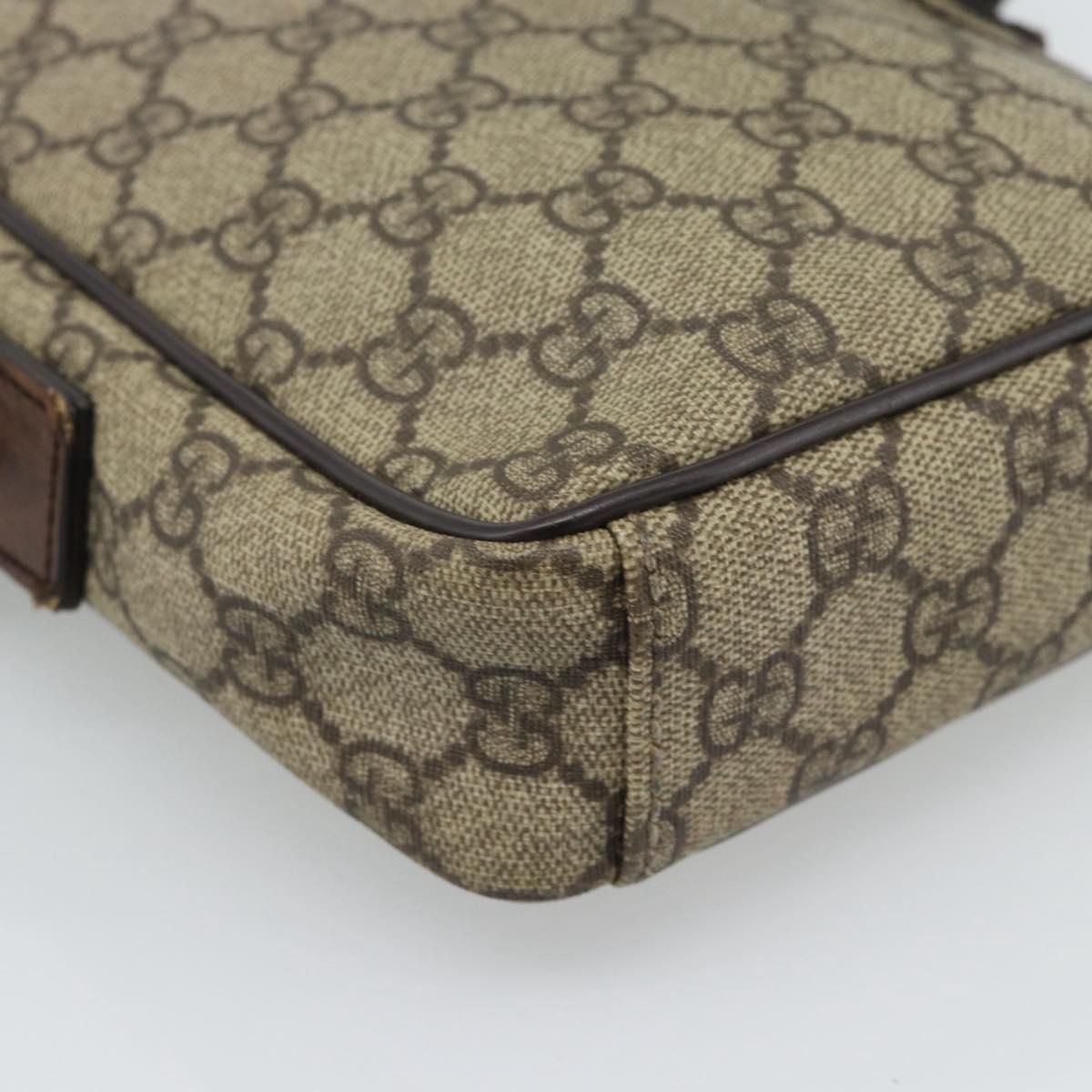 GUCCI GG Supreme Shoulder Bag PVC Beige Silver 101680 Auth hk3789