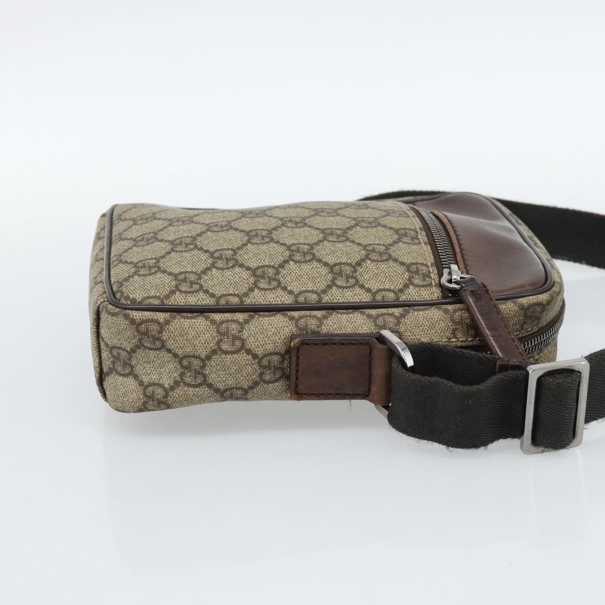 GUCCI GG Supreme Shoulder Bag PVC Beige Silver 101680 Auth hk3789