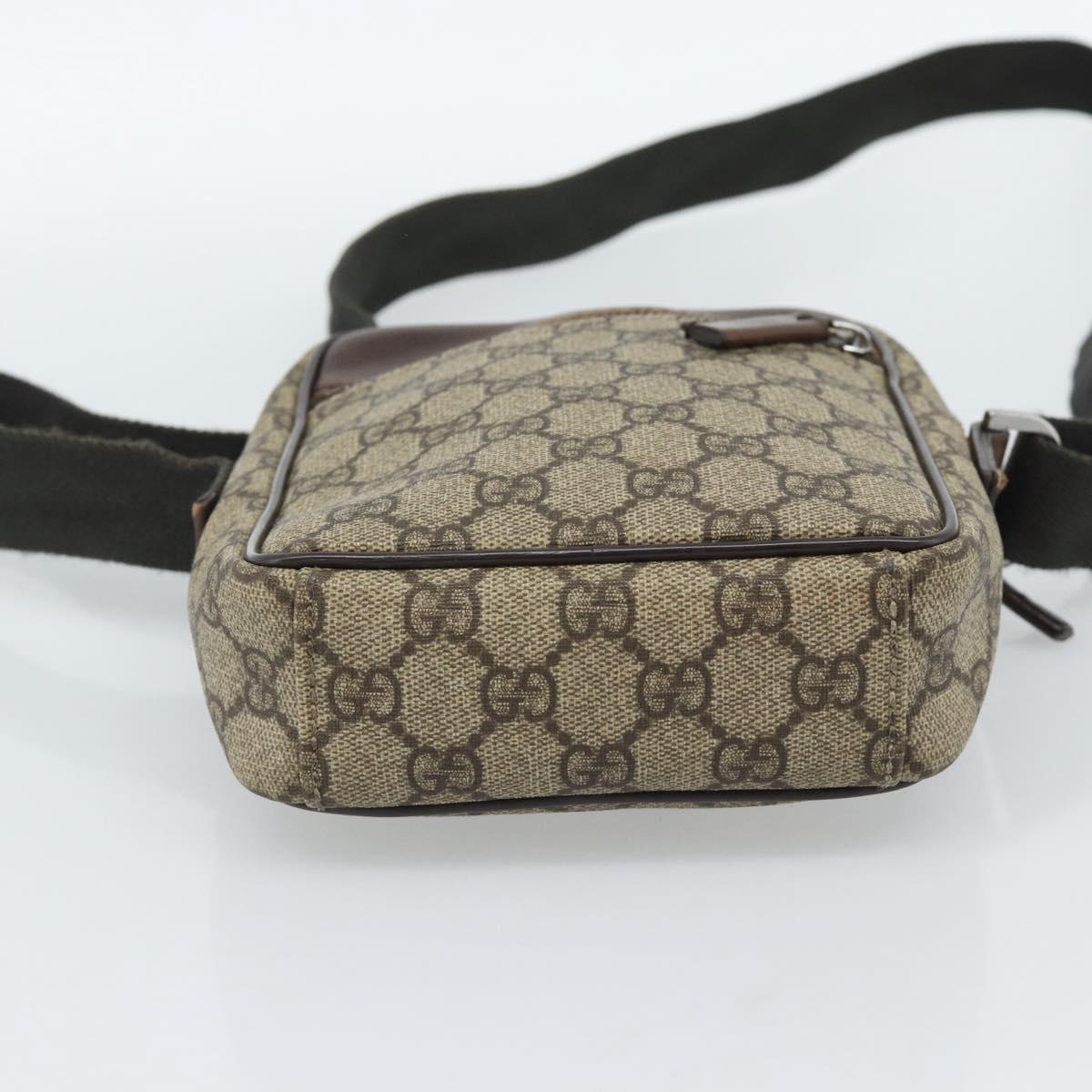 GUCCI GG Supreme Shoulder Bag PVC Beige Silver 101680 Auth hk3789