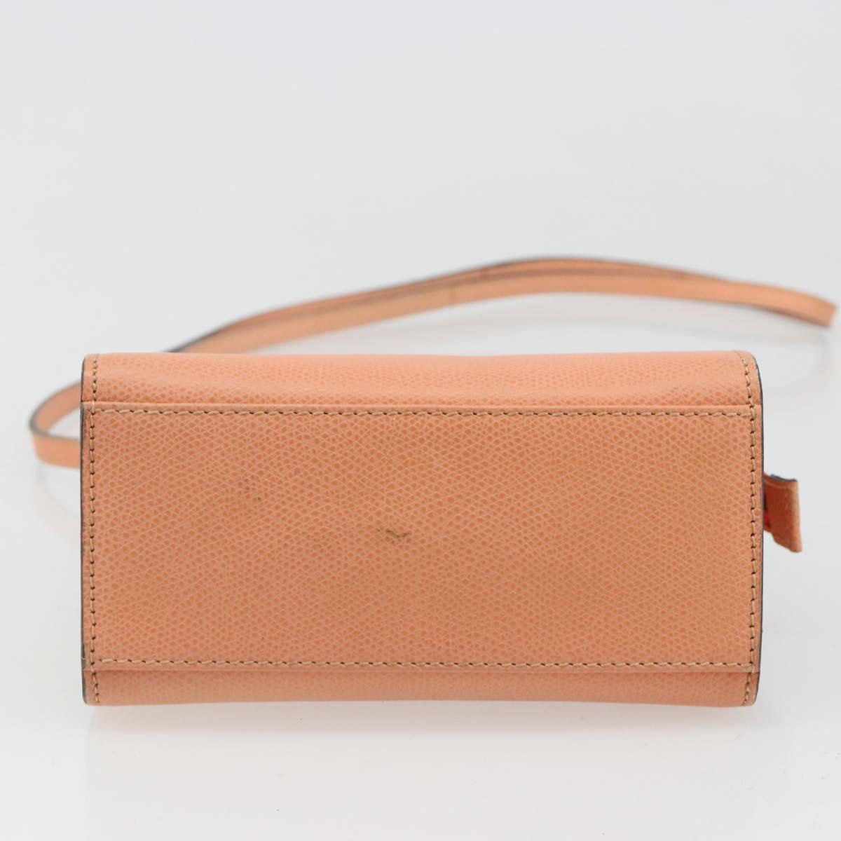 CELINE Hand Bag Leather 2way Orange Gold Auth hk3792
