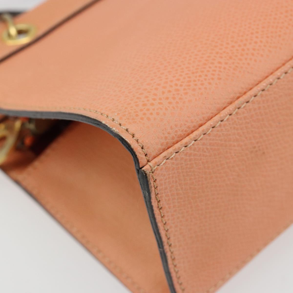 CELINE Hand Bag Leather 2way Orange Gold Auth hk3792