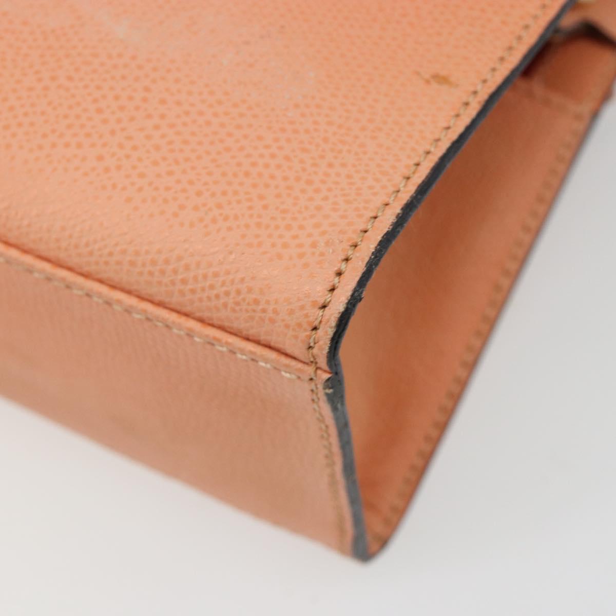 CELINE Hand Bag Leather 2way Orange Gold Auth hk3792
