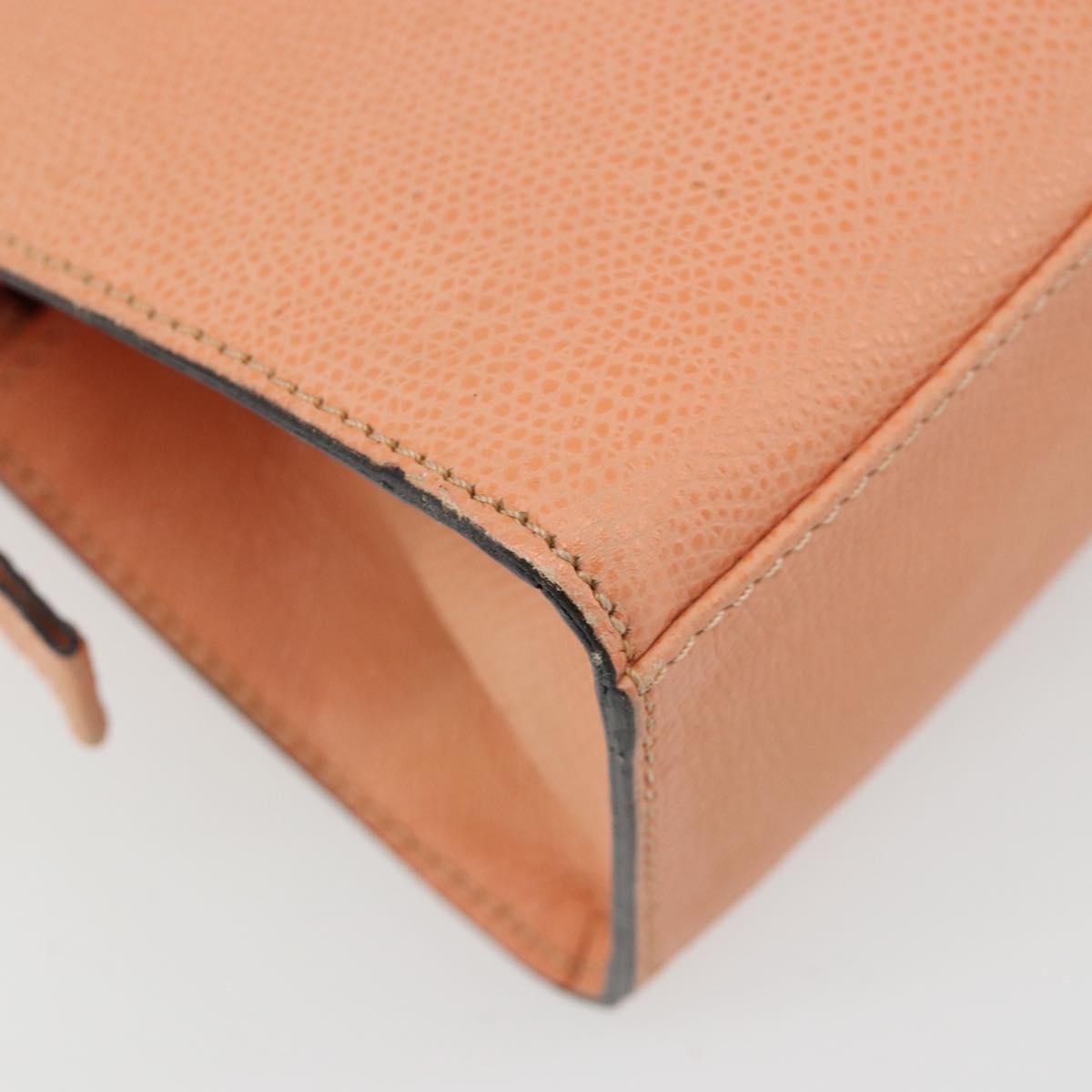 CELINE Hand Bag Leather 2way Orange Gold Auth hk3792
