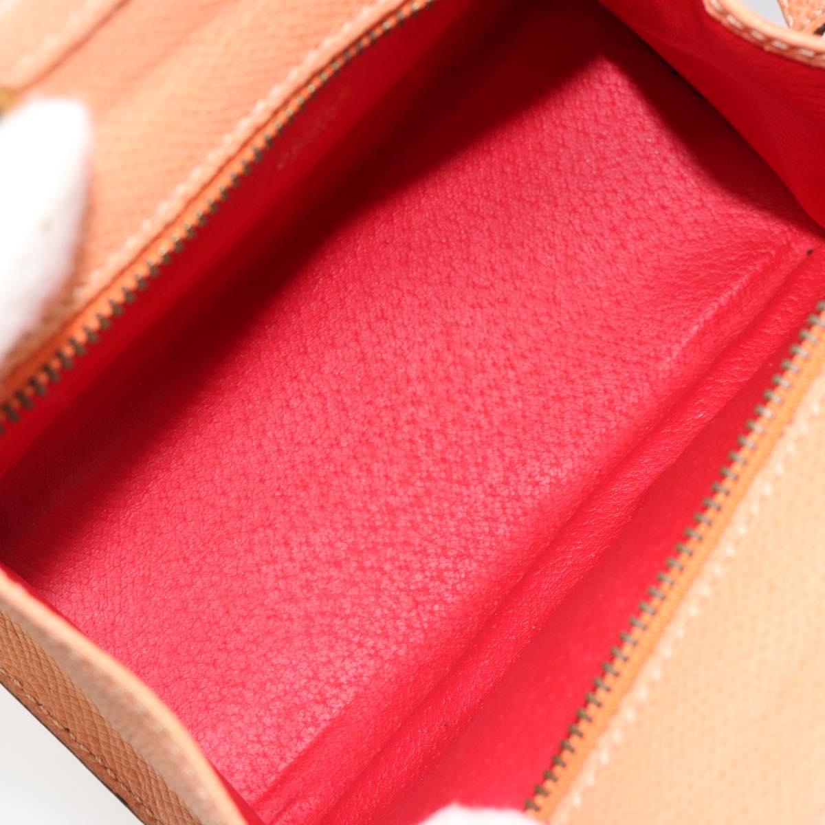 CELINE Hand Bag Leather 2way Orange Gold Auth hk3792