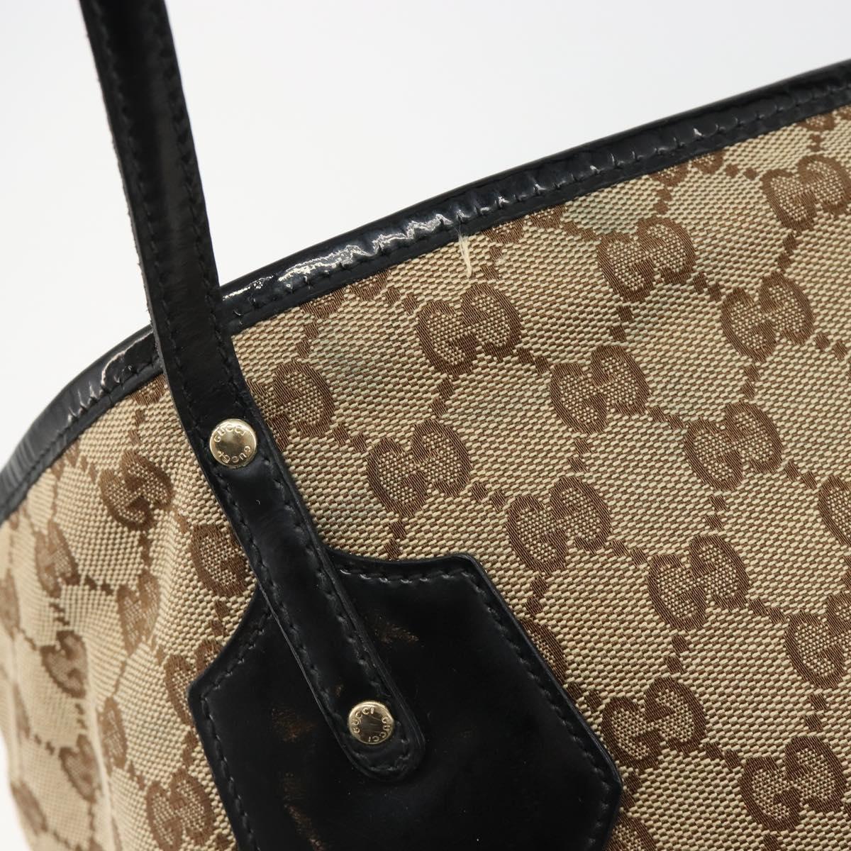 GUCCI GG Canvas Tote Bag Beige Gold 211976 Auth hk3793
