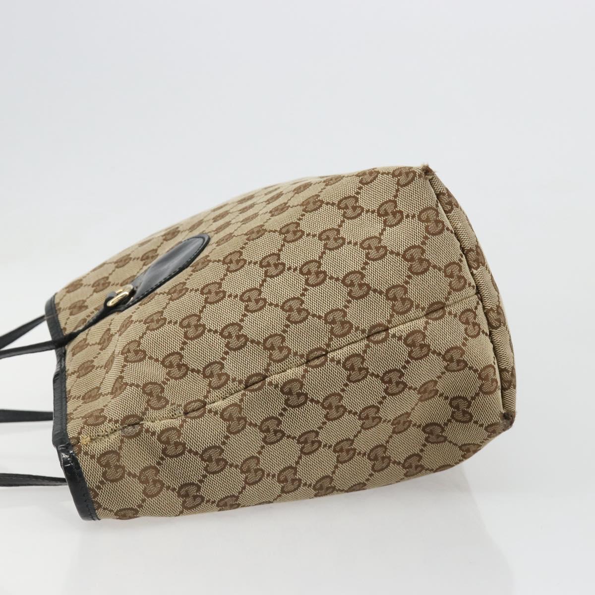 GUCCI GG Canvas Tote Bag Beige Gold 211976 Auth hk3793