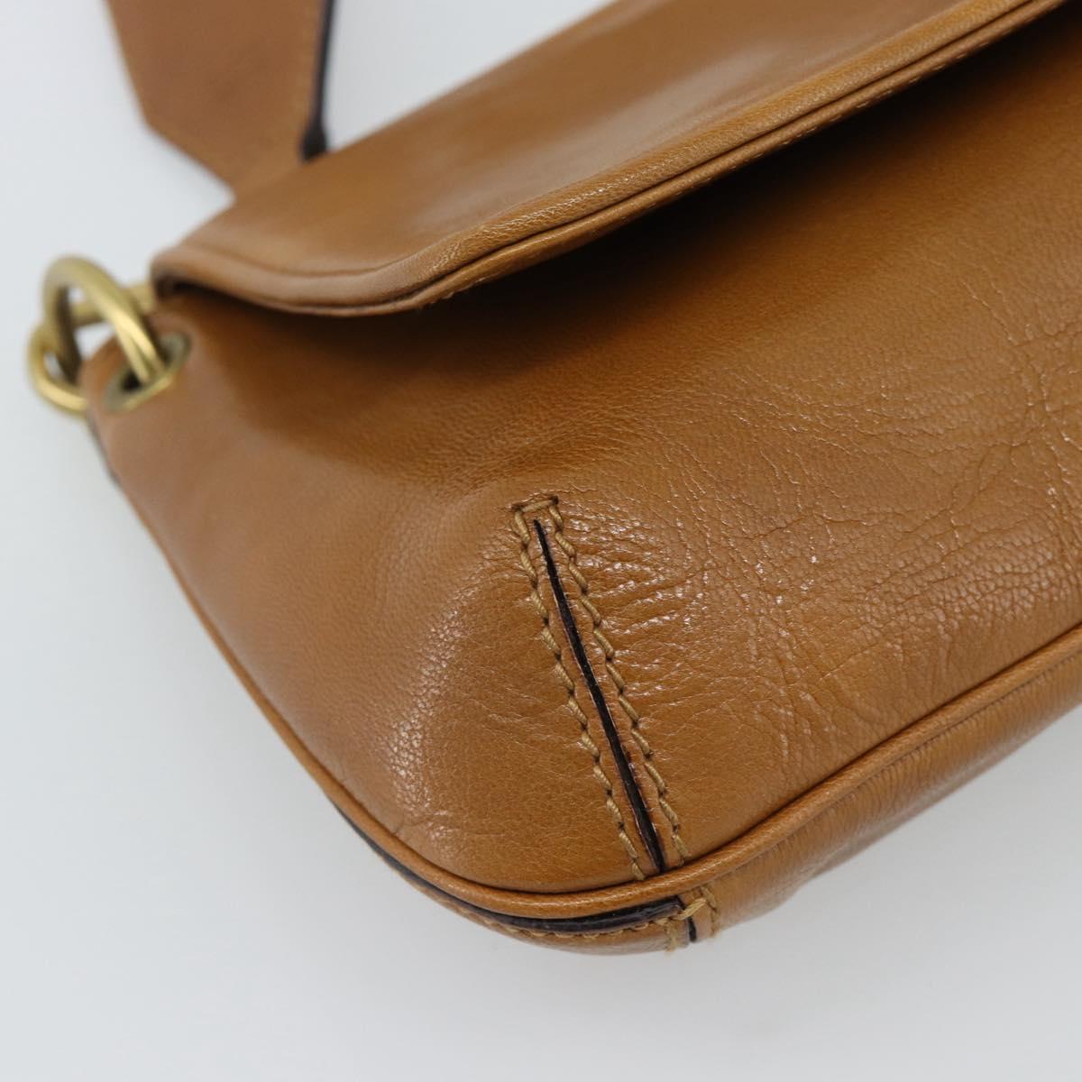 GUCCI Shoulder Bag Leather Brown Gold 106671 Auth hk3794