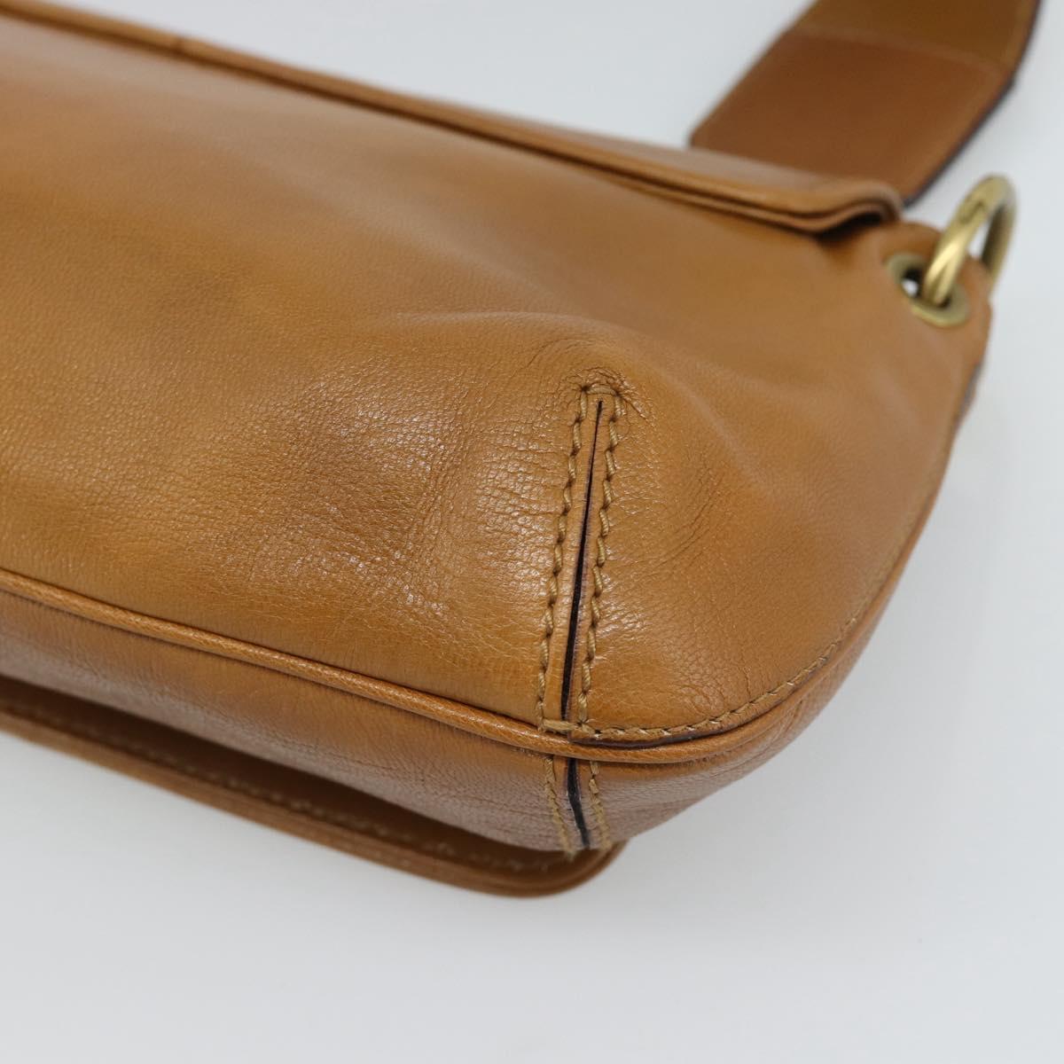 GUCCI Shoulder Bag Leather Brown Gold 106671 Auth hk3794