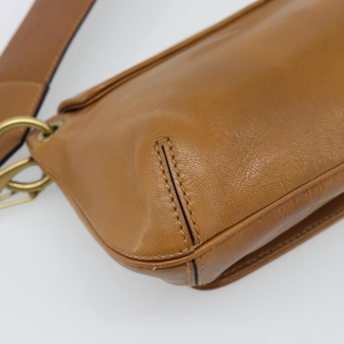 GUCCI Shoulder Bag Leather Brown Gold 106671 Auth hk3794