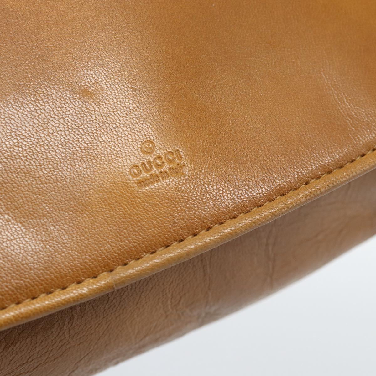 GUCCI Shoulder Bag Leather Brown Gold 106671 Auth hk3794