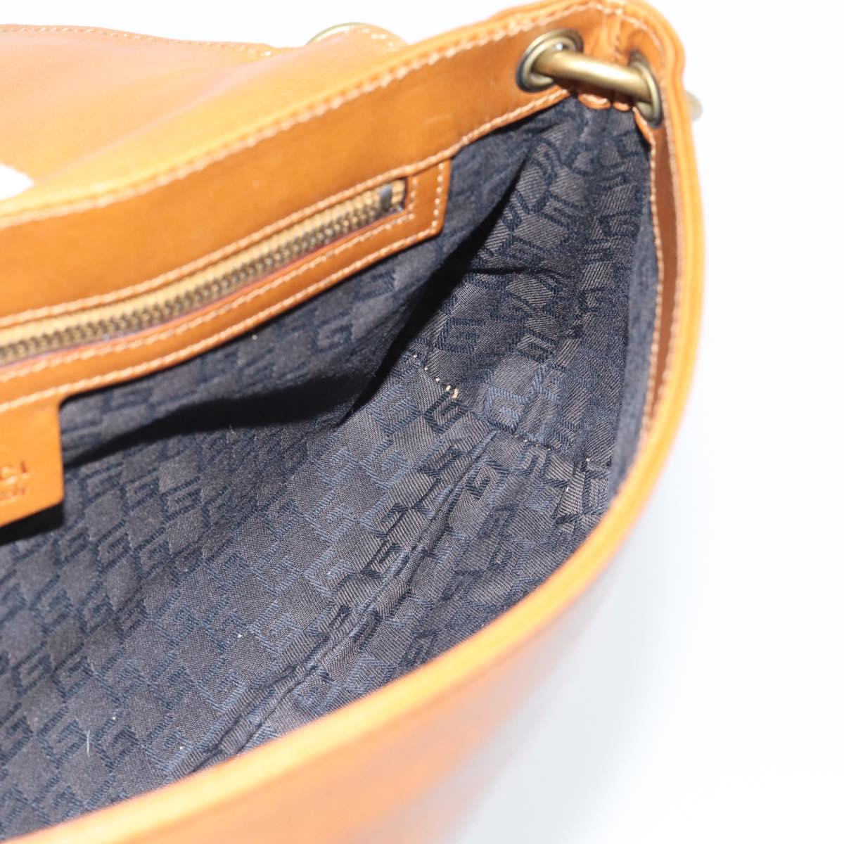 GUCCI Shoulder Bag Leather Brown Gold 106671 Auth hk3794