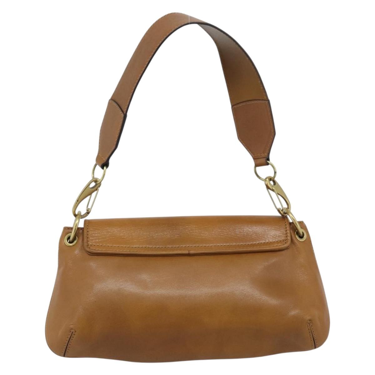 GUCCI Shoulder Bag Leather Brown Gold 106671 Auth hk3794
