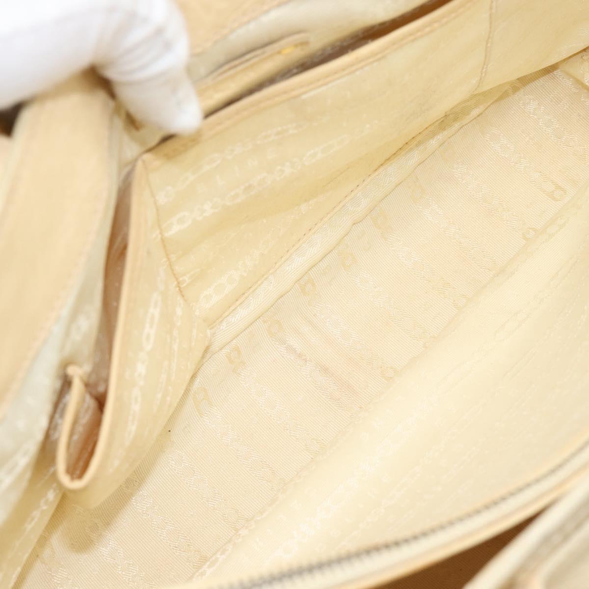 CELINE Hand Bag Leather Ivory Gold Auth hk3795