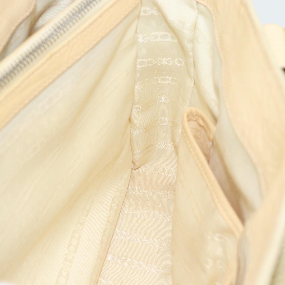CELINE Hand Bag Leather Ivory Gold Auth hk3795
