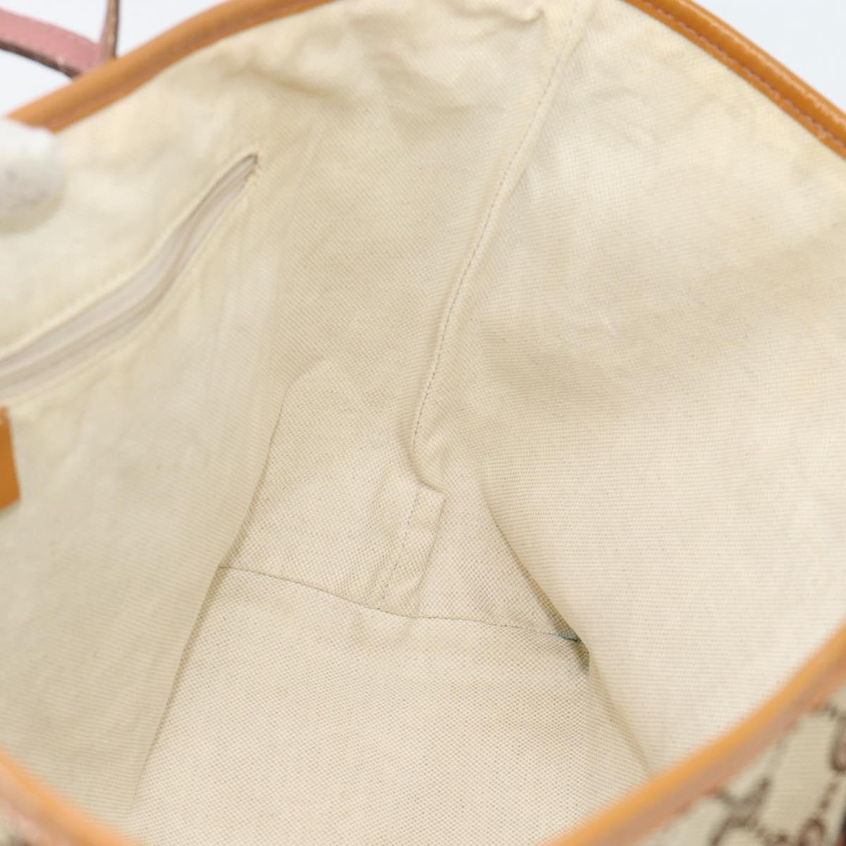 GUCCI GG Canvas Web Sherry Line Tote Bag Beige Gold 211971 Auth hk3796