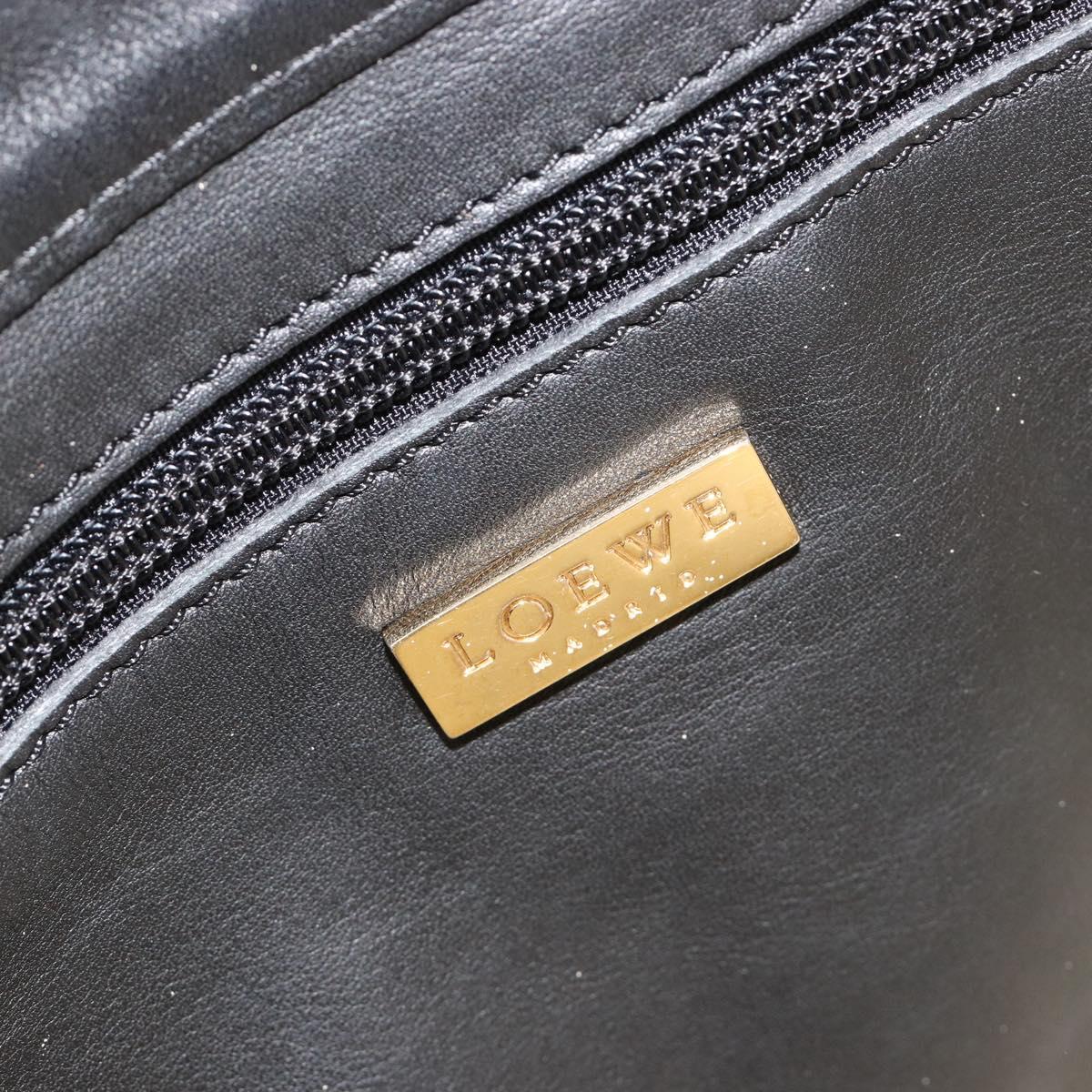 LOEWE Hand Bag Canvas Leather Beige Gold Auth hk3797