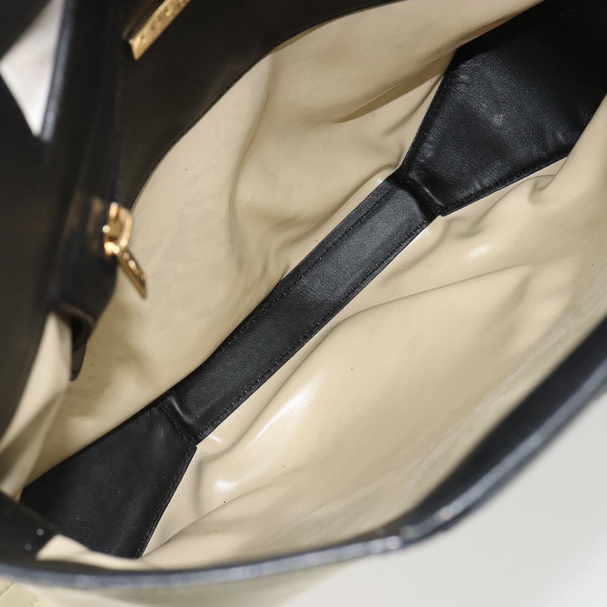 LOEWE Hand Bag Canvas Leather Beige Gold Auth hk3797