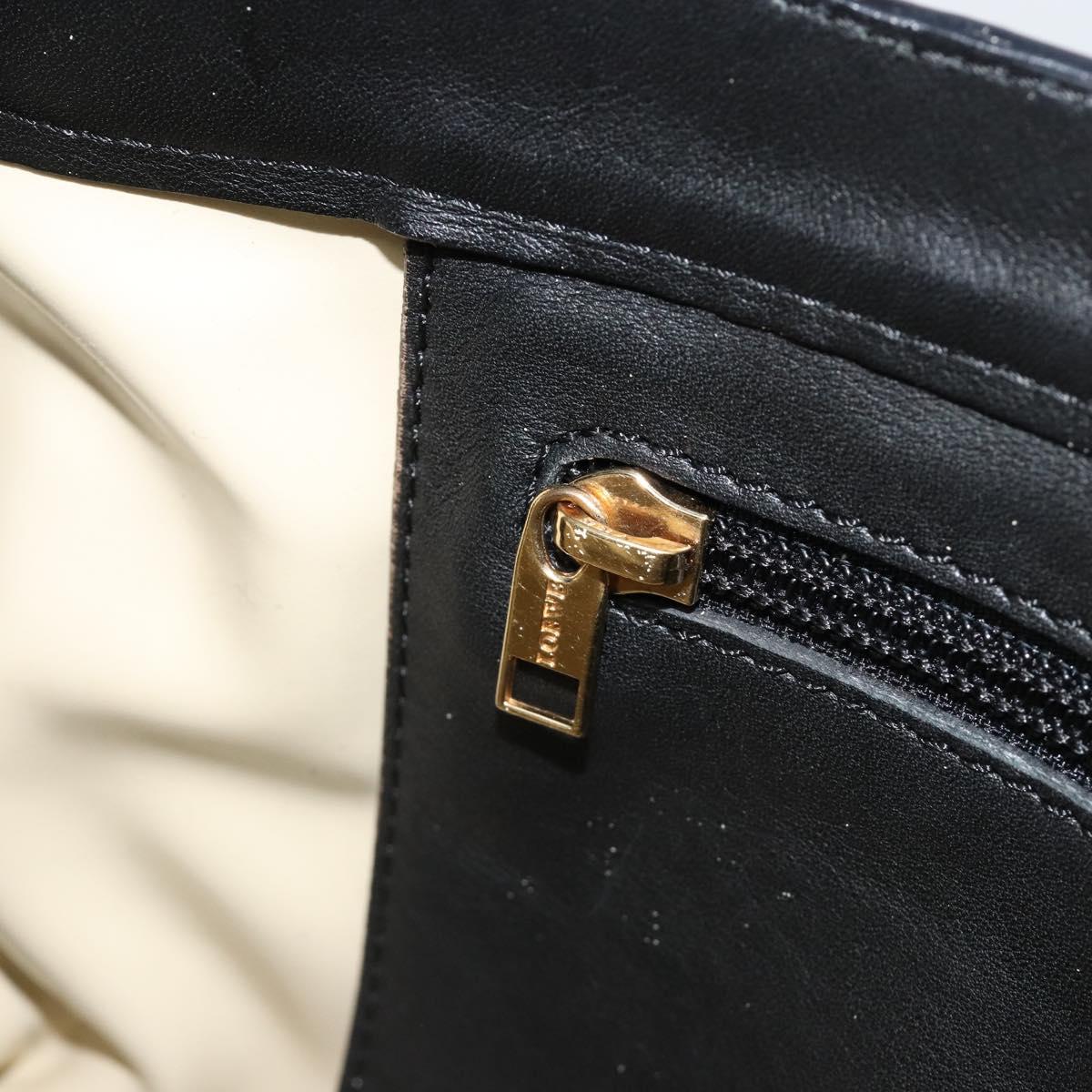 LOEWE Hand Bag Canvas Leather Beige Gold Auth hk3797