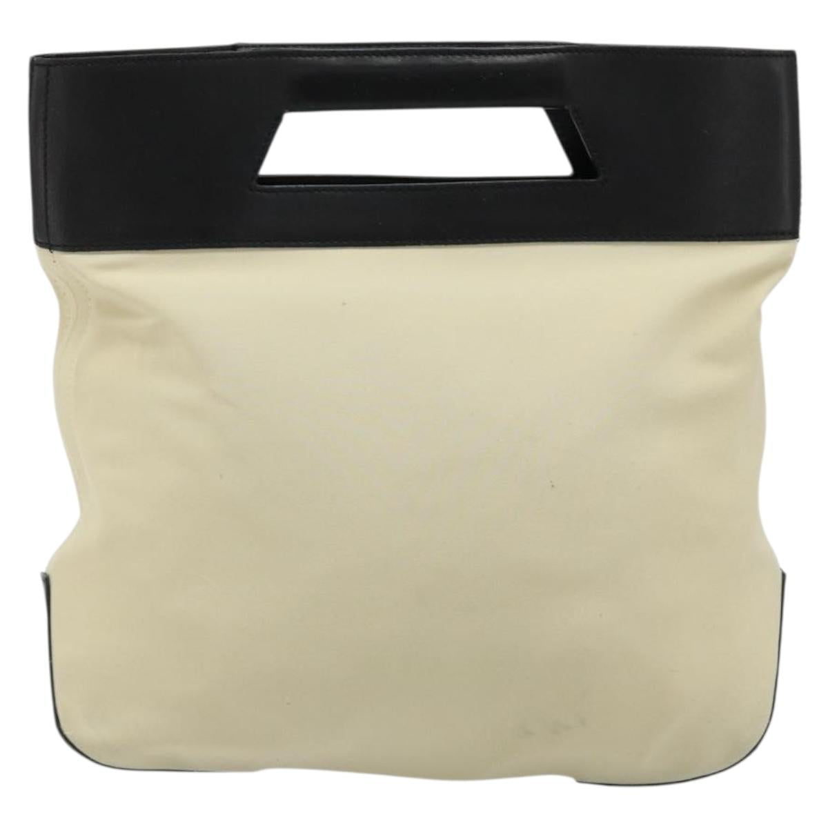 LOEWE Hand Bag Canvas Leather Beige Gold Auth hk3797