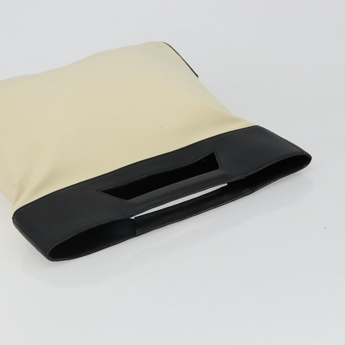 LOEWE Hand Bag Canvas Leather Beige Gold Auth hk3797