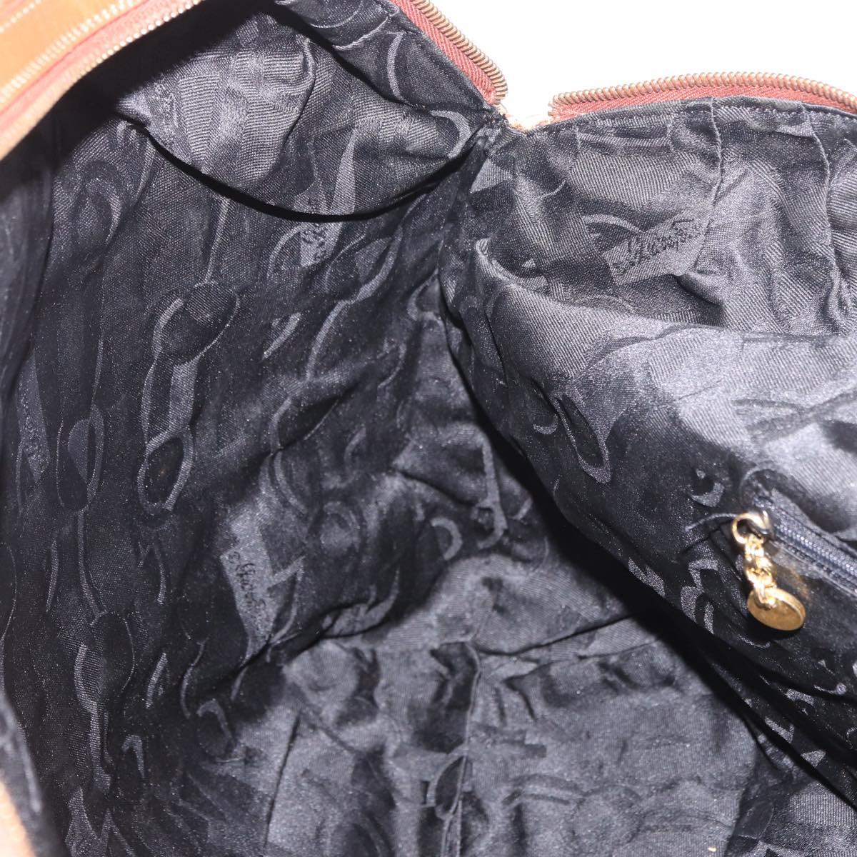 Salvatore Ferragamo Animal Pattern Hand Bag Canvas Multicolor Gold Auth hk3798